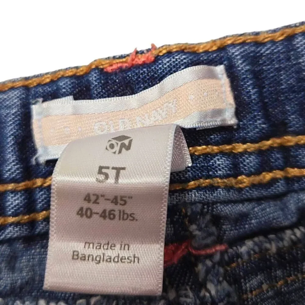 Old Navy jeans with crochet flowers 5T